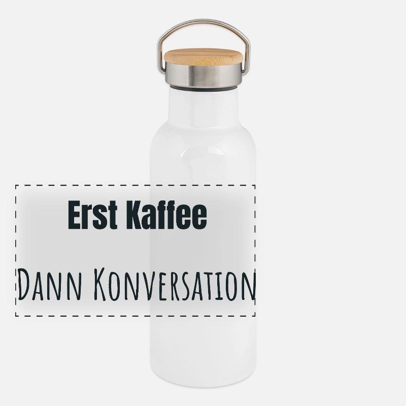 Coffee first, please - Panoramic Thermal Bottle with Bamboo Lid - white