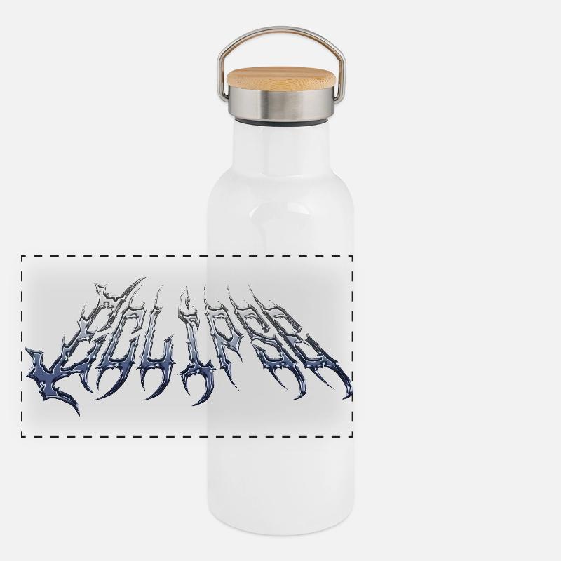 Eclipse - cold metal chrome text Panoramic Thermal Bottle with Bamboo Lid