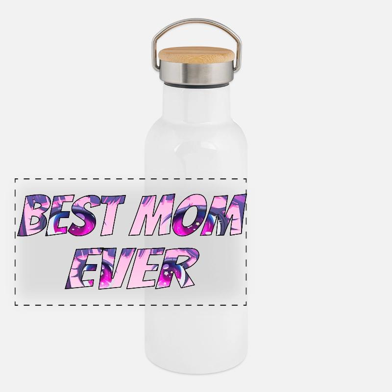Best Mom Ever Pink Psy Pattern Panorama Thermosflasche mit Bambusdeckel