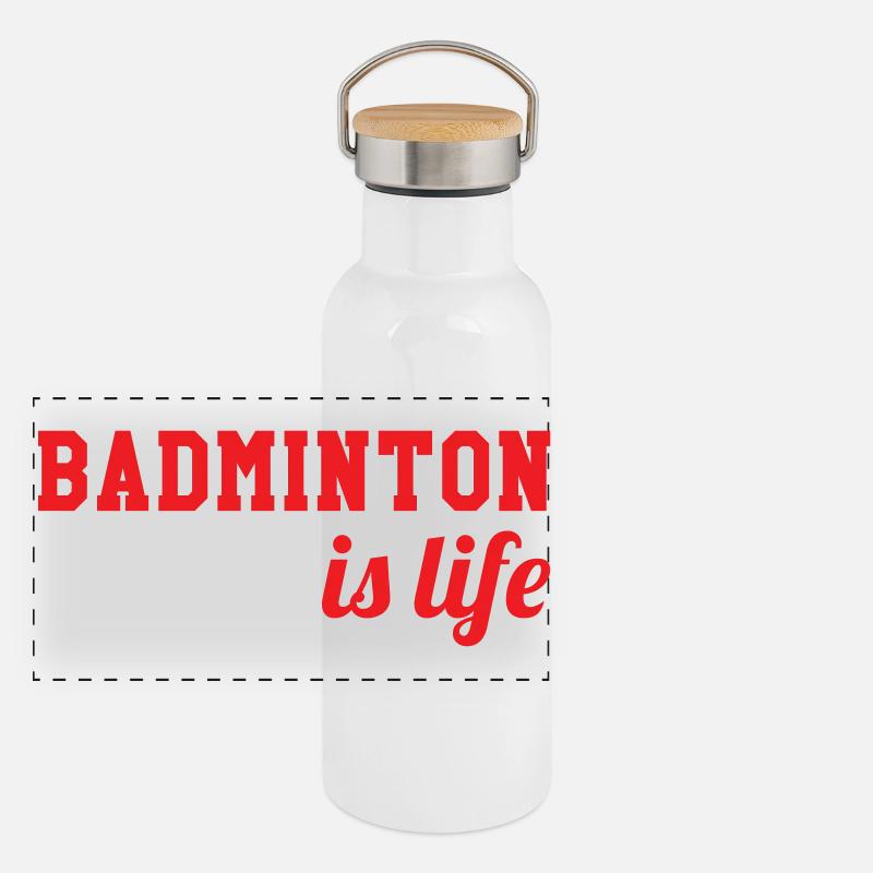 Badminton is life! - Panoramic Thermal Bottle with Bamboo Lid - white
