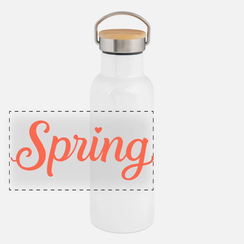 Spring lettering in a playful style Panoramic Thermal Bottle with Bamboo Lid