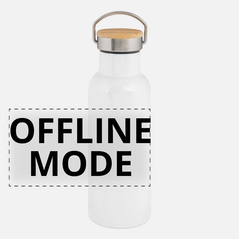 OFFLINE-MODUS – Minimales Unisex-Sweatshirt Panorama Thermosflasche mit Bambusdeckel