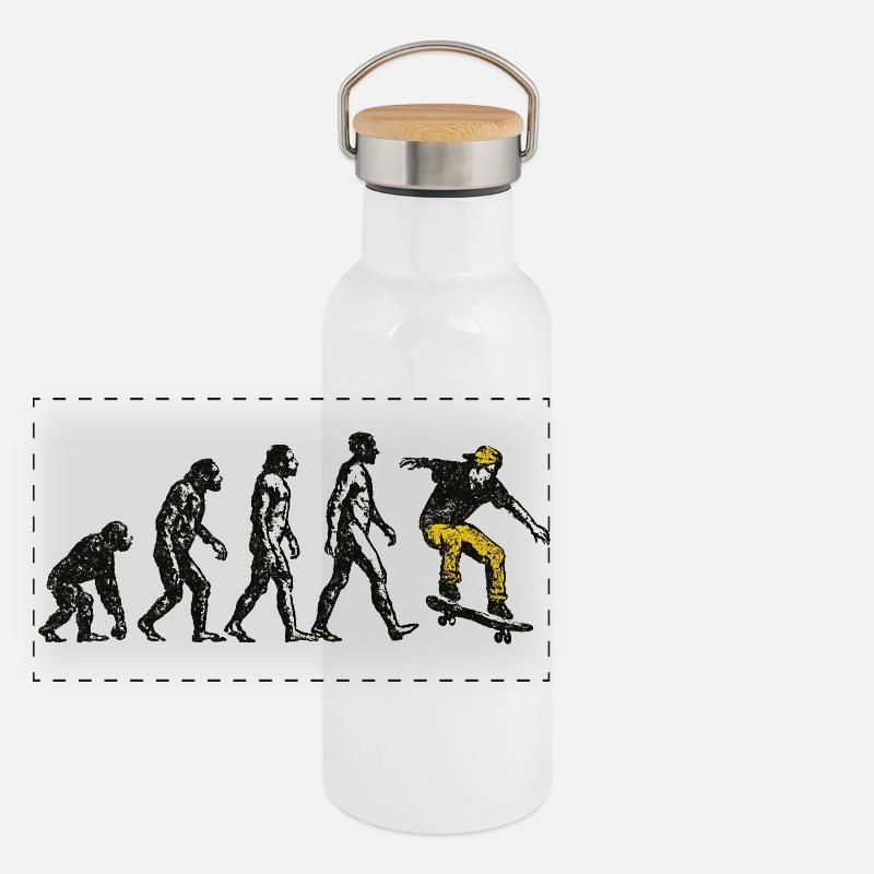 Evolution Skateboarder – Grunge Skate Design Panorama Thermosflasche mit Bambusdeckel