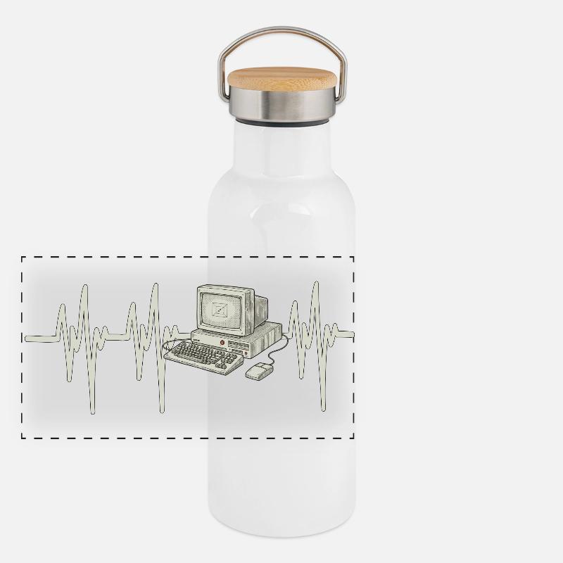 Heartbeat Computer Panoramic Thermal Bottle with Bamboo Lid