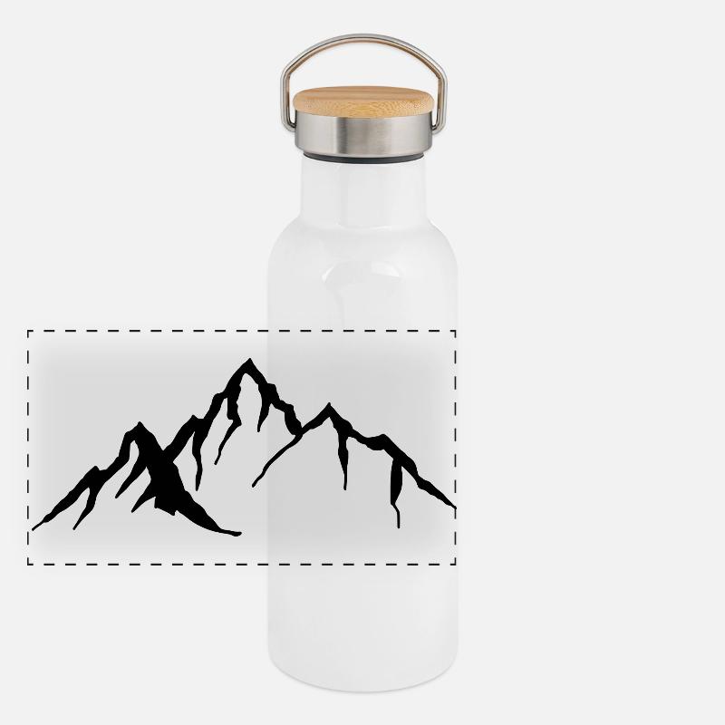 Berge Wandern Bergfans  Panorama Thermosflasche mit Bambusdeckel