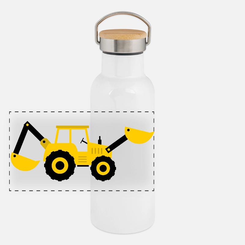 Bagger Panorama Thermosflasche mit Bambusdeckel