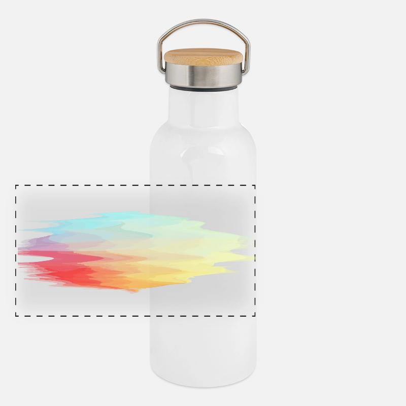 We're doing it more colorful | Abstract Watercolor Combo - Panoramic Thermal Bottle with Bamboo Lid - white