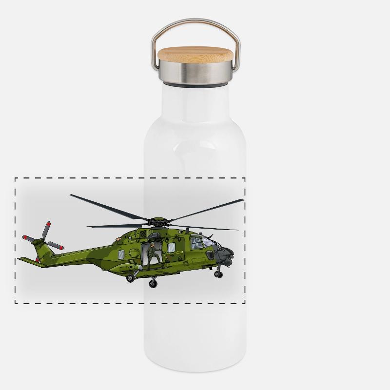 Hélicoptère Gourde isotherme avec bouchon en bambou