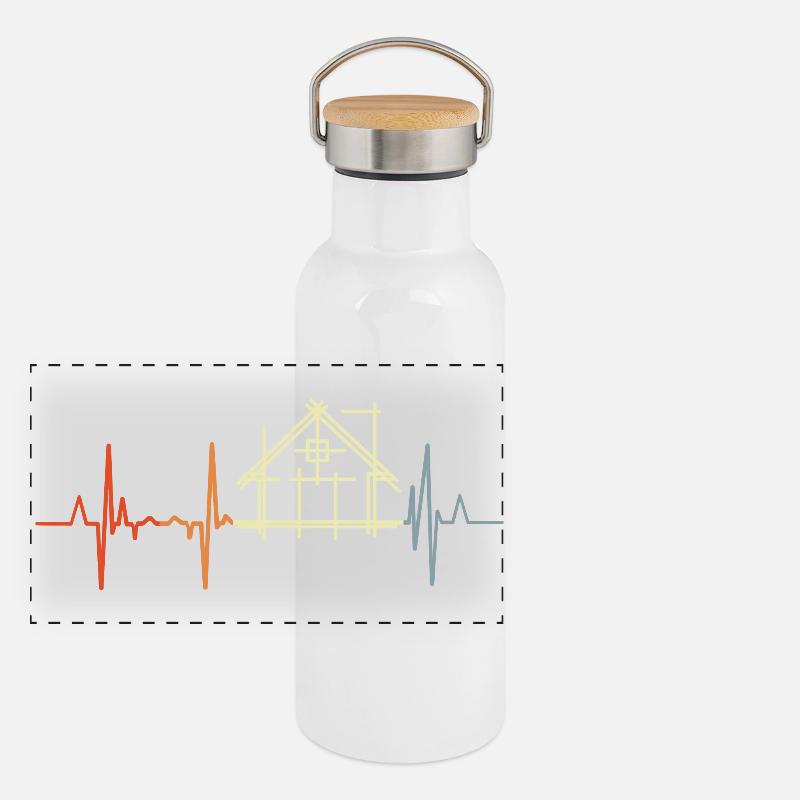 Architect Cardiogram Retro Look Panoramic Thermal Bottle with Bamboo Lid