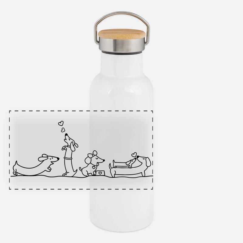 Illustration de teckel affectueux Gourde isotherme avec bouchon en bambou