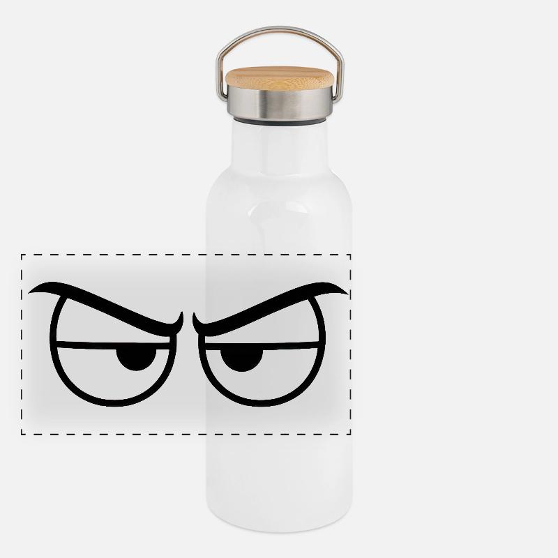Angry Eyes Expression Panoramic Thermal Bottle with Bamboo Lid