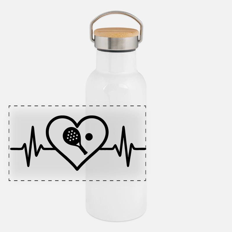 Padel Herz Panorama Thermosflasche mit Bambusdeckel