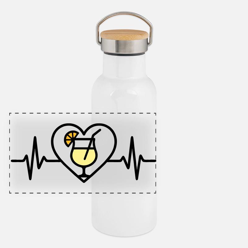 Piña Colada Herz Cocktail Tropisch Panorama Thermosflasche mit Bambusdeckel