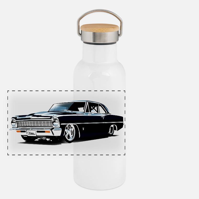 Chevy II Nova Super Sport - Panorama Thermosflasche mit Bambusdeckel - Weiß