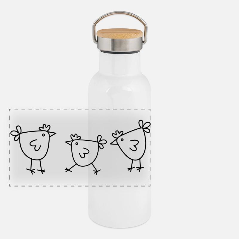 Poulet Poulet Poule conception de poulet minimalement simple Gourde isotherme avec bouchon en bambou