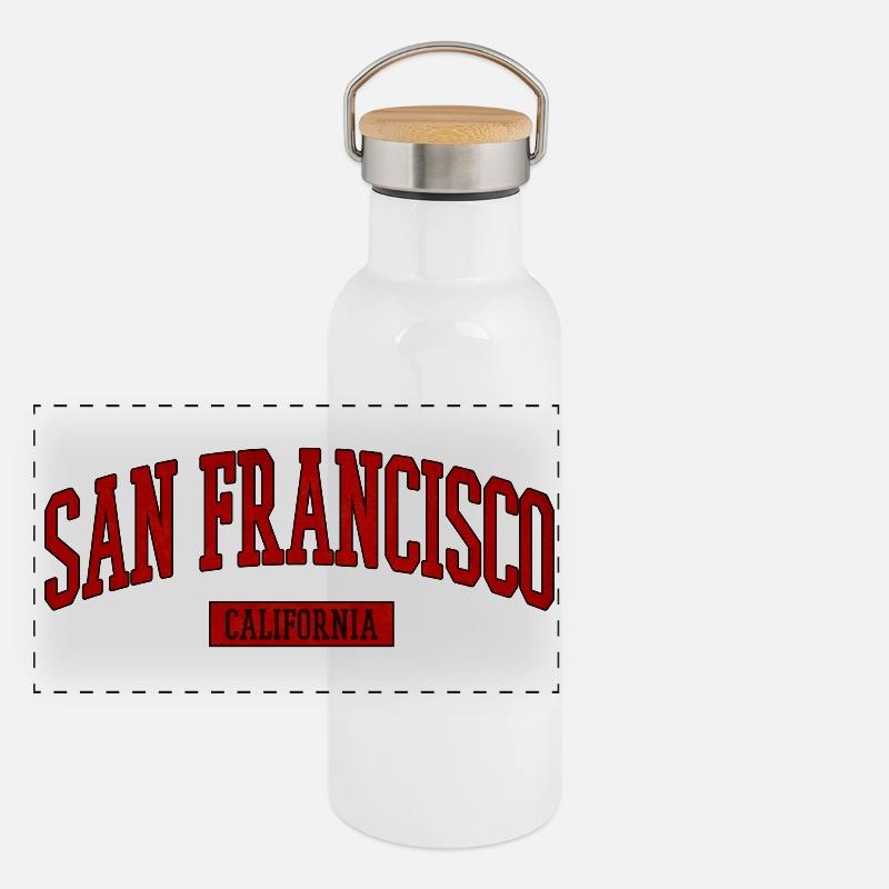 San Francisco Retro Lettering Panoramic Thermal Bottle with Bamboo Lid