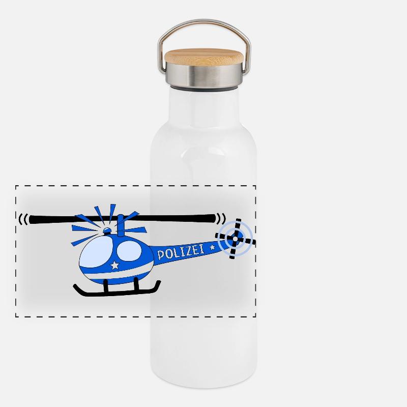 Hubschrauber Polizei Kinder Panorama Thermosflasche mit Bambusdeckel