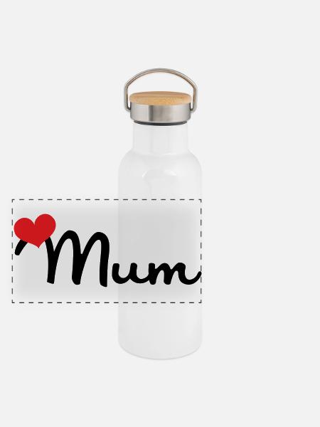 Maman d'Amour - Mother's Day - Panoramic Thermal Bottle with Bamboo Lid - white - Front