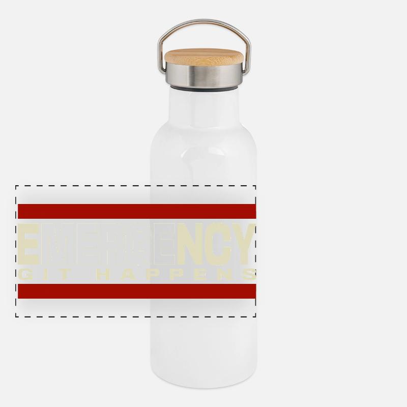 Nerd geek emergency git happens Panorama Thermosflasche mit Bambusdeckel