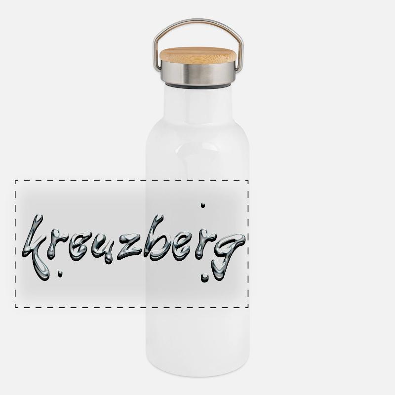 Typographie Kreuzberg Liquid Chrome Gourde isotherme avec bouchon en bambou