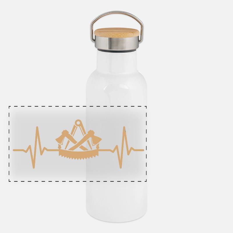 Zimmerer Zunftzeichen Herzschlag Zimmermann Panorama Thermosflasche mit Bambusdeckel