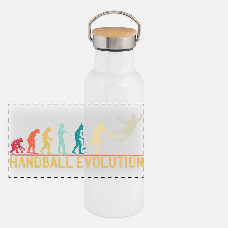 Handball Evolution Progression Design Panorama Thermosflasche mit Bambusdeckel