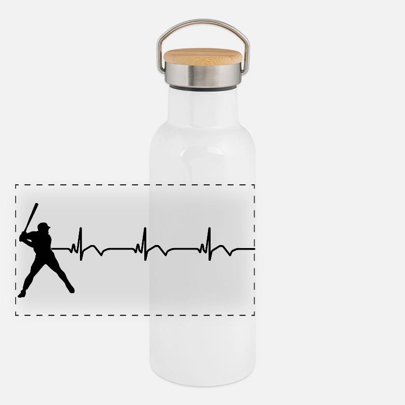 Baseball ECG Heartbeat Baseball Bat Panoramic Thermal Bottle with Bamboo Lid