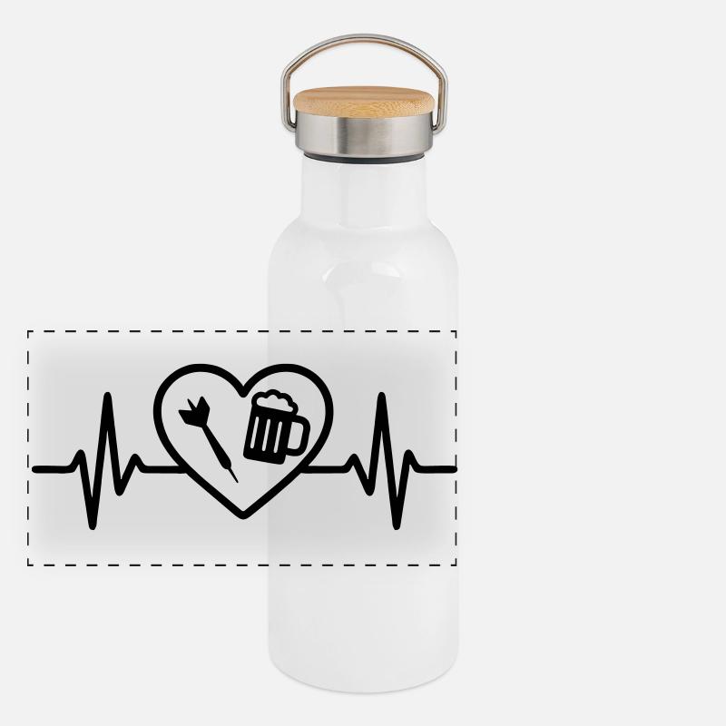 Bière Heart Darts Gourde isotherme avec bouchon en bambou
