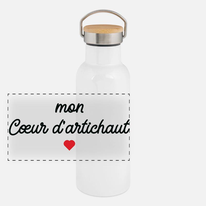 Mon Cœur d'artichaut Gourde isotherme avec bouchon en bambou