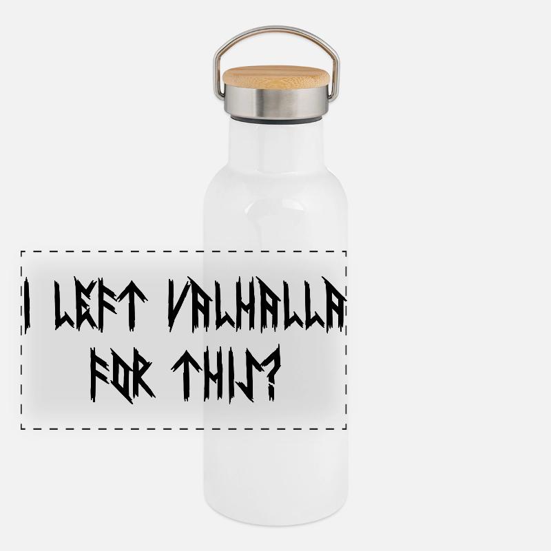 Wikinger Walhalla Lustige Sprüche Panorama Thermosflasche mit Bambusdeckel