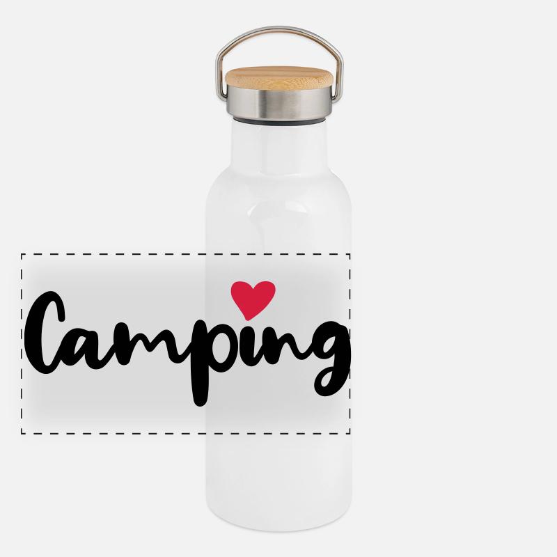 Camping Camper Herz Sommer Urlaub Wohnmobil Fan Panorama Thermosflasche mit Bambusdeckel