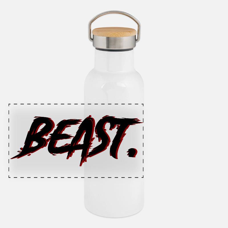 Beast Brushstroke Rot auf Schwarz Panorama Thermosflasche mit Bambusdeckel