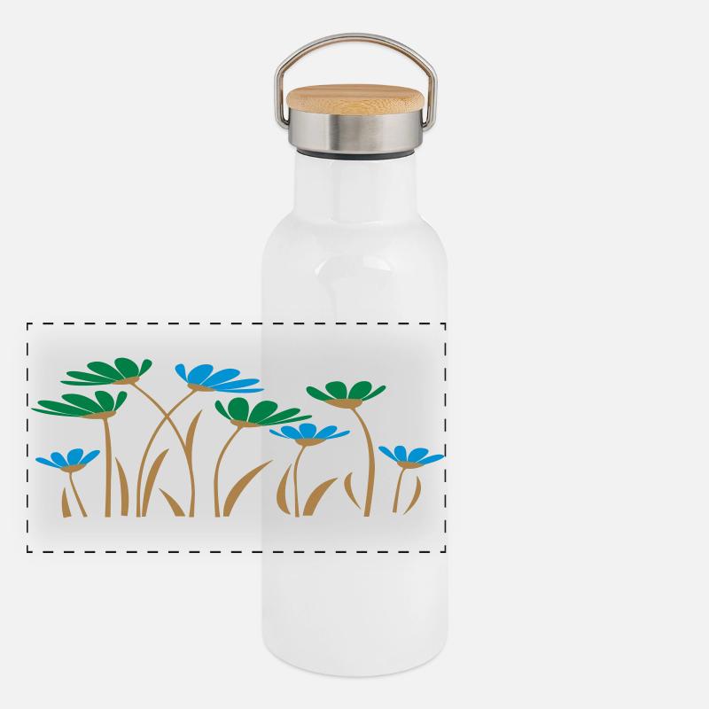 Flower meadow Panoramic Thermal Bottle with Bamboo Lid