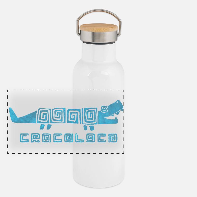 Crocoloco - Panoramic Thermal Bottle with Bamboo Lid - white