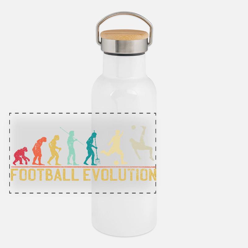 Football Evolution Timeline Design Panoramic Thermal Bottle with Bamboo Lid