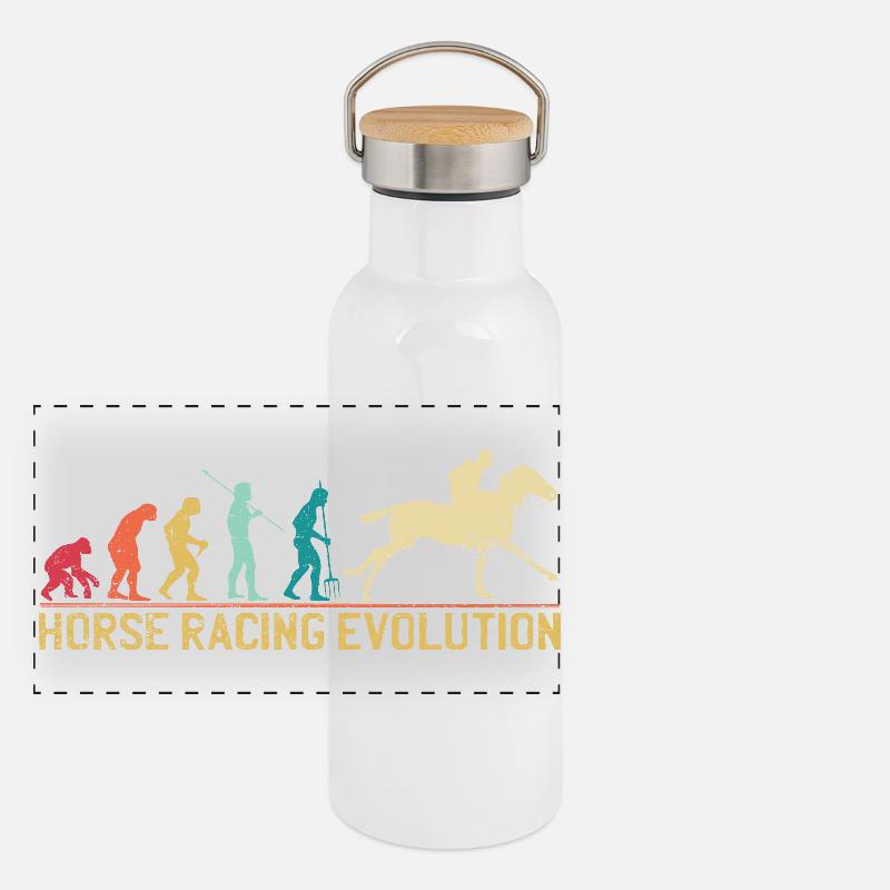 Horse Racing Evolution Design Panoramic Thermal Bottle with Bamboo Lid