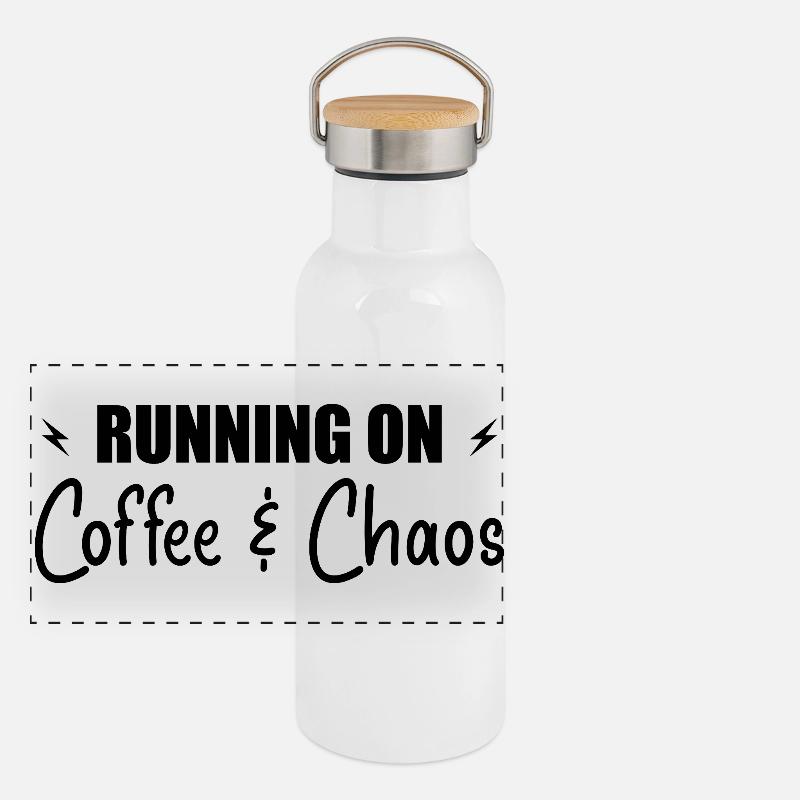 Running on coffee & chaos Panoramic Thermal Bottle with Bamboo Lid