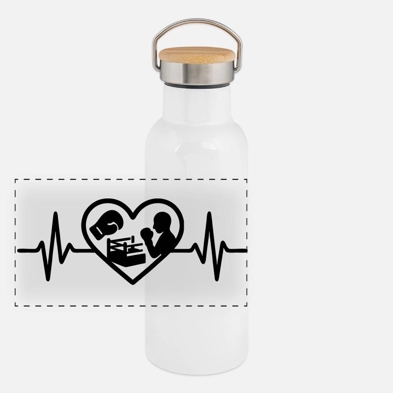 Boxe Cœur Gant Ring Silhouette Gourde isotherme avec bouchon en bambou