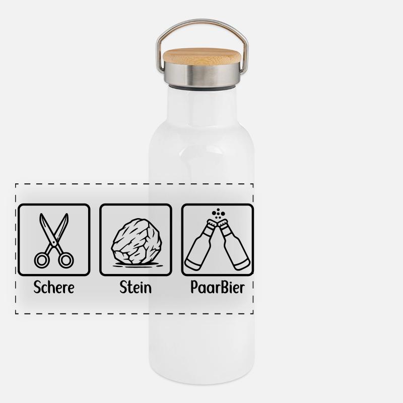 Scissors Stone Paper - Pair of Beers Panoramic Thermal Bottle with Bamboo Lid