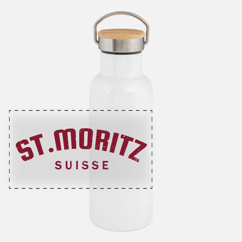 St. Moritz - Suisse - Schweiz - Swiss Panorama Thermosflasche mit Bambusdeckel
