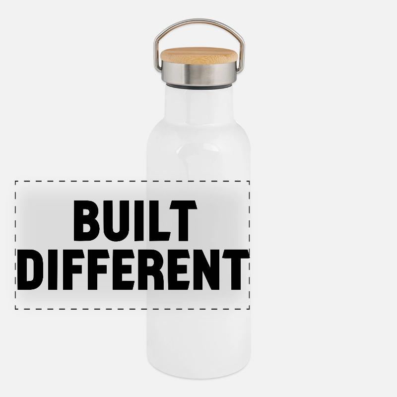Built Different Statement Lettering Panoramic Thermal Bottle with Bamboo Lid