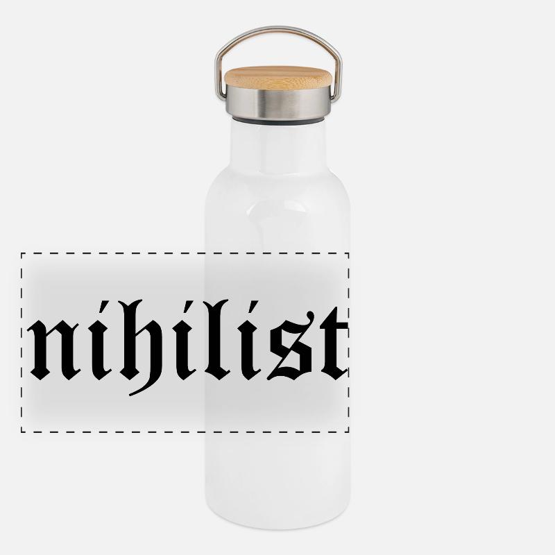 Nihilist gothic typography logo design Panoramic Thermal Bottle with Bamboo Lid
