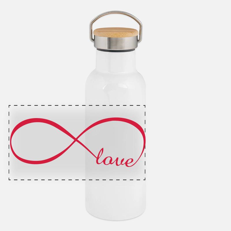 Unendliche Liebe - Panorama Thermosflasche mit Bambusdeckel - Weiß