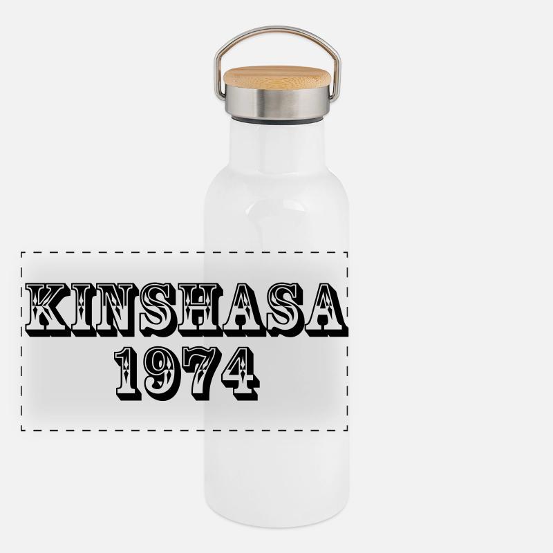 Kinshasa 1974 Gourde isotherme avec bouchon en bambou