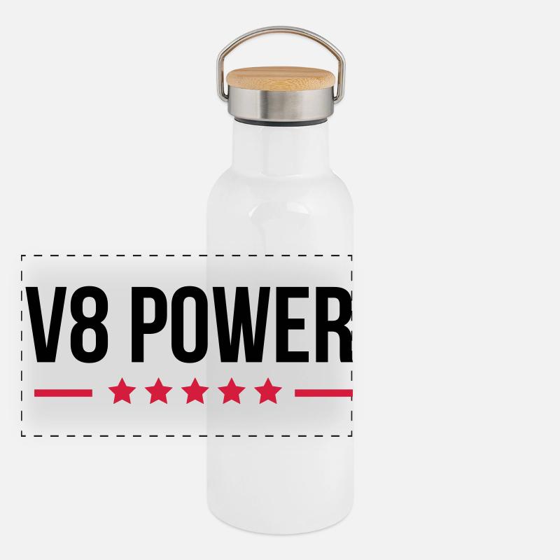 V8 Power Panorama Thermosflasche mit Bambusdeckel