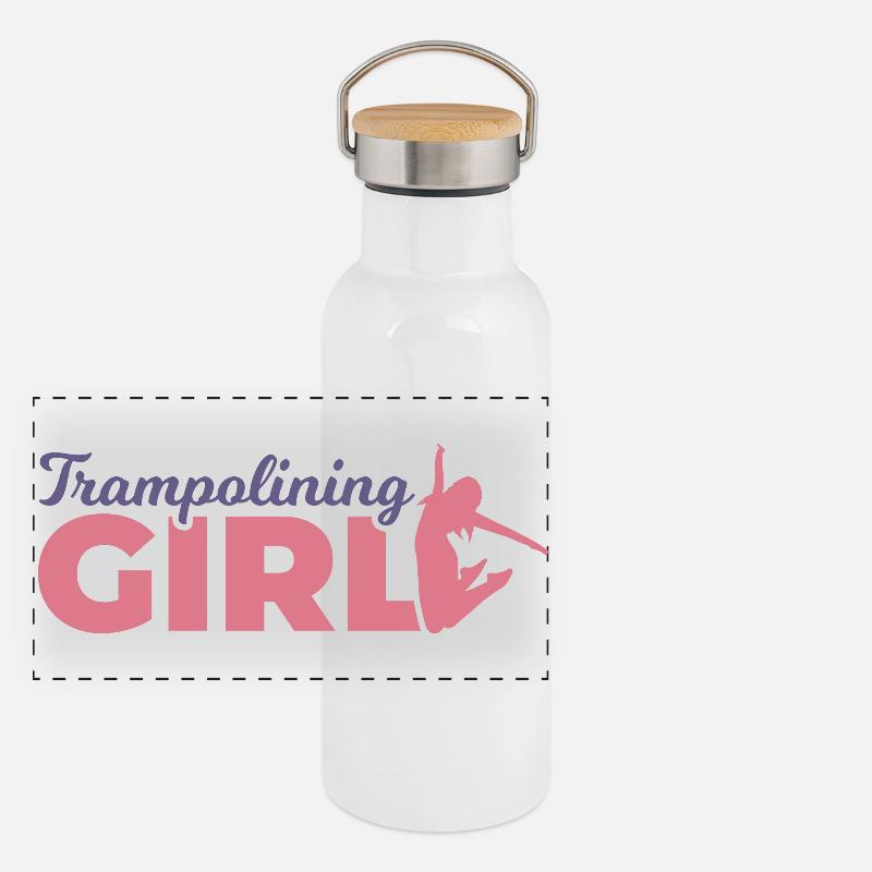 Trampolinspringer Mädchen Panorama Thermosflasche mit Bambusdeckel