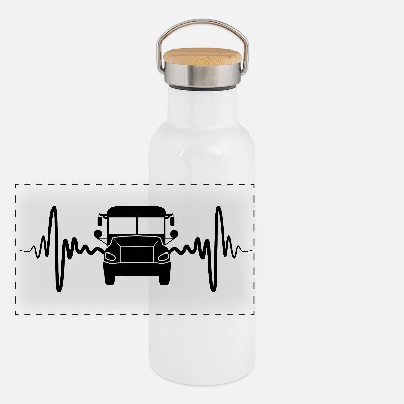 Herzschlag Bus Panorama Thermosflasche mit Bambusdeckel