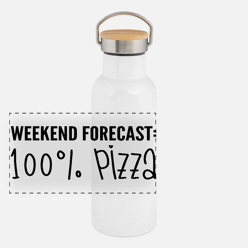 Weekend forecast : 100% pizza Gourde isotherme avec bouchon en bambou