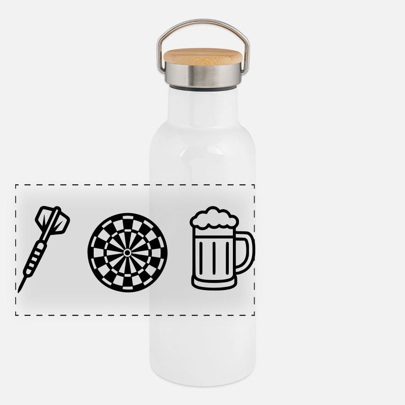 Dart,Darts,Dartfeil-Dartboard-Bier Panorama Thermosflasche mit Bambusdeckel