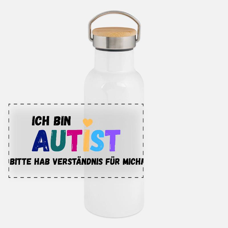 Ich bin Autist_Verständnis Panorama Thermosflasche mit Bambusdeckel